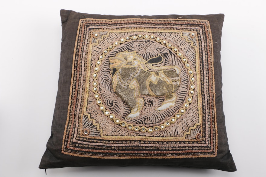 Pair of Kalaga Style Sequin and Beaded Throw Pillows : EBTH