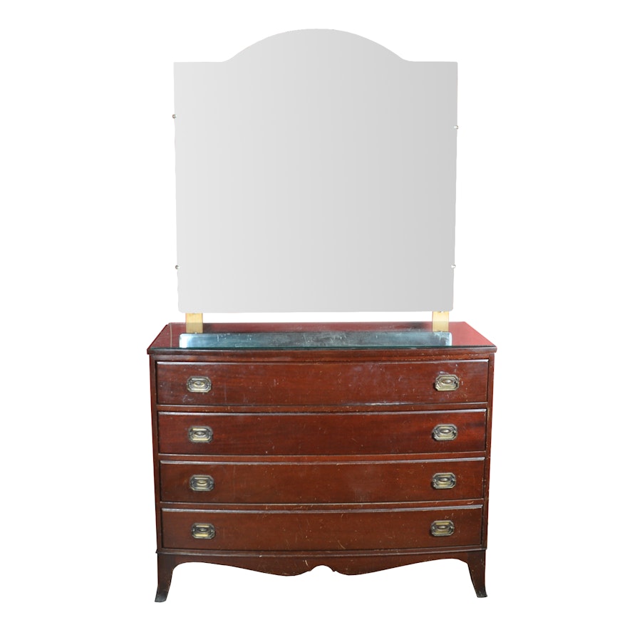 Vintage Hepplewhite Style Mahogany Dresser With Mirror By