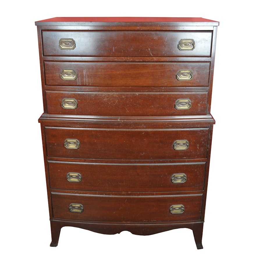 Vintage Hepplewhite Style Mahogany Chest On Chest By Continental