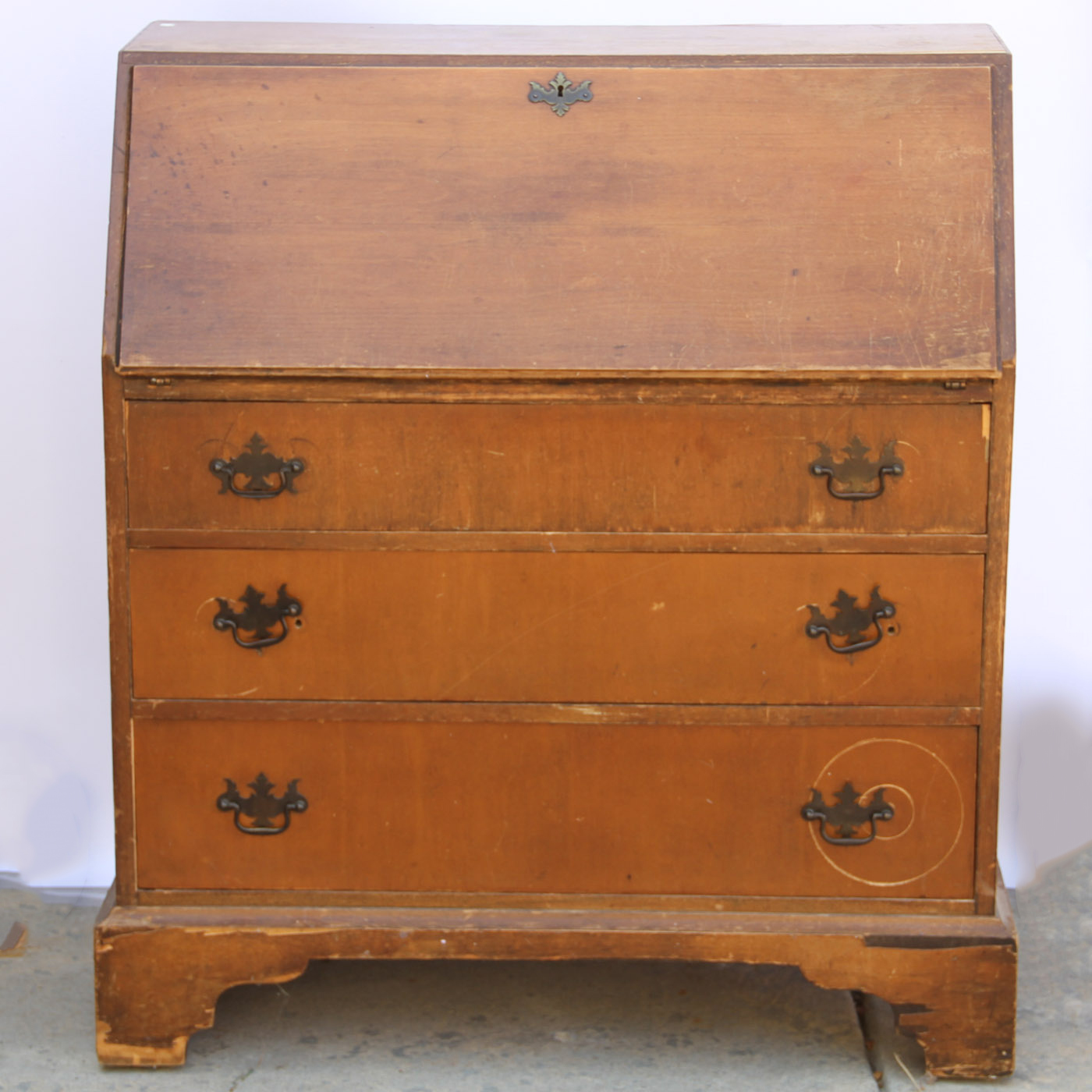 Vintage Chippendale Style Drop Front Desk Ebth