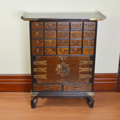 Vintage Korean Rosewood Apothecary Chest EBTH