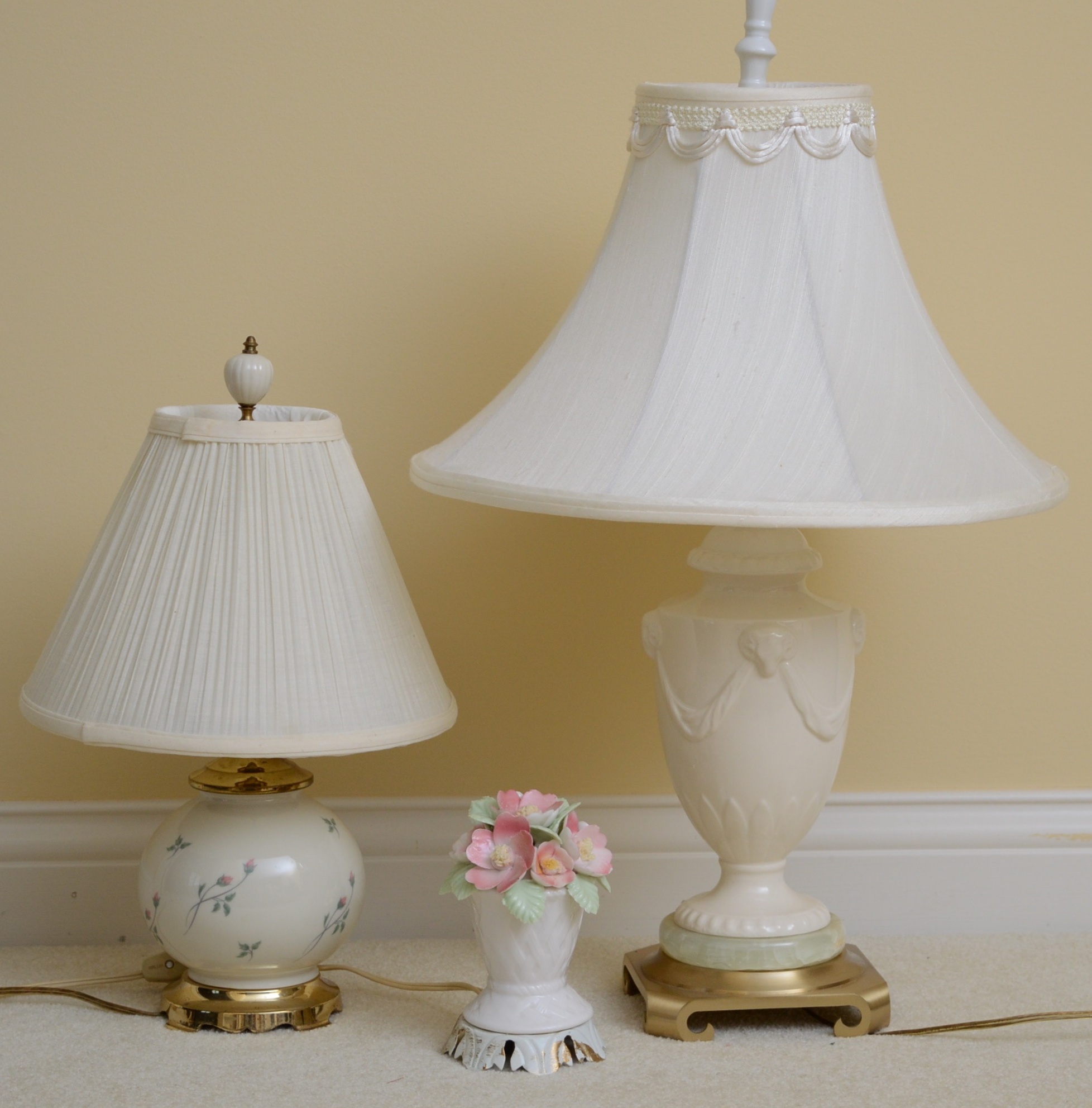 Wedgwood and Lenox Table Lamps with Vintage Porcelain Lamp EBTH