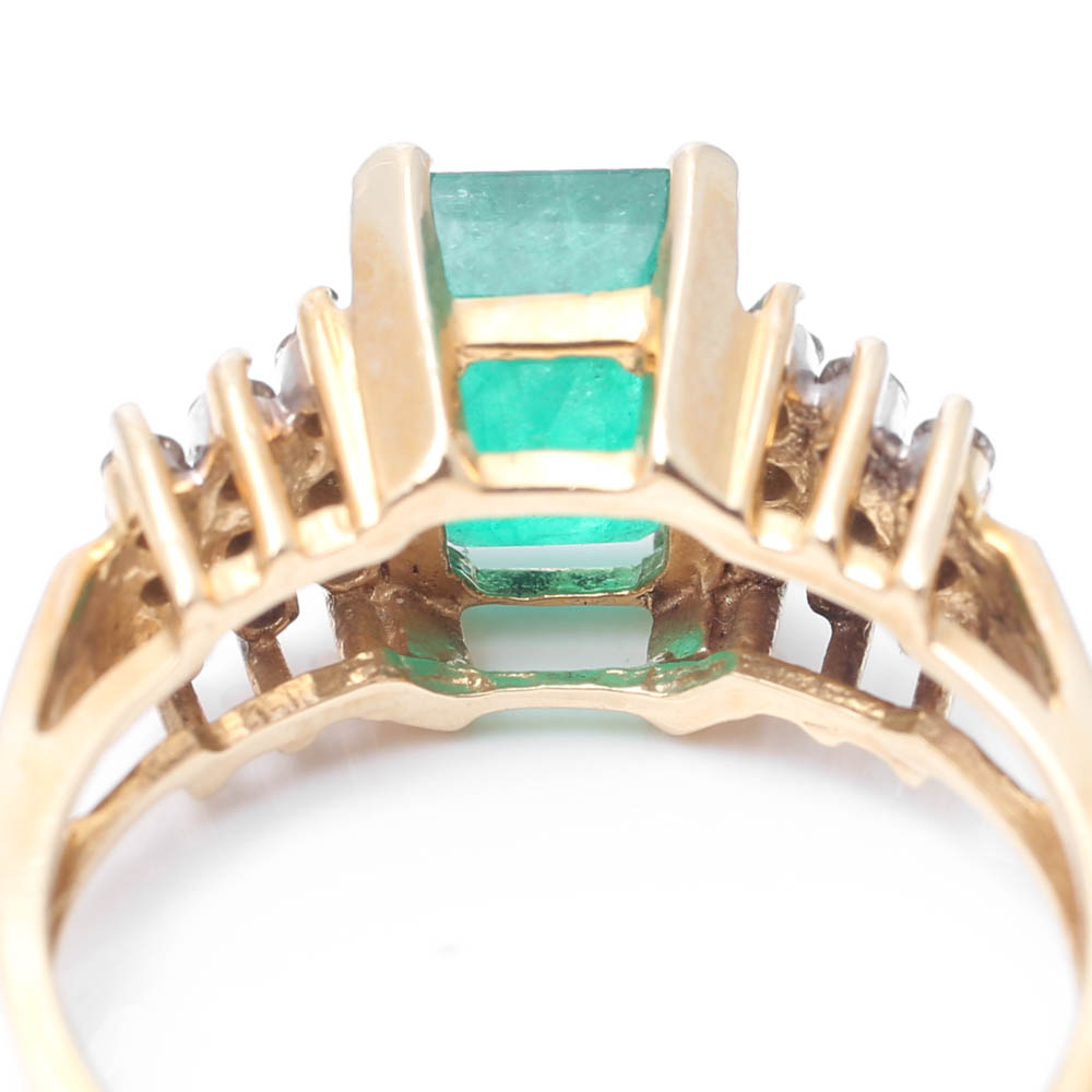 Le Vian 14K Yellow Gold Emerald And Diamond Ring EBTH   HT9A1720 