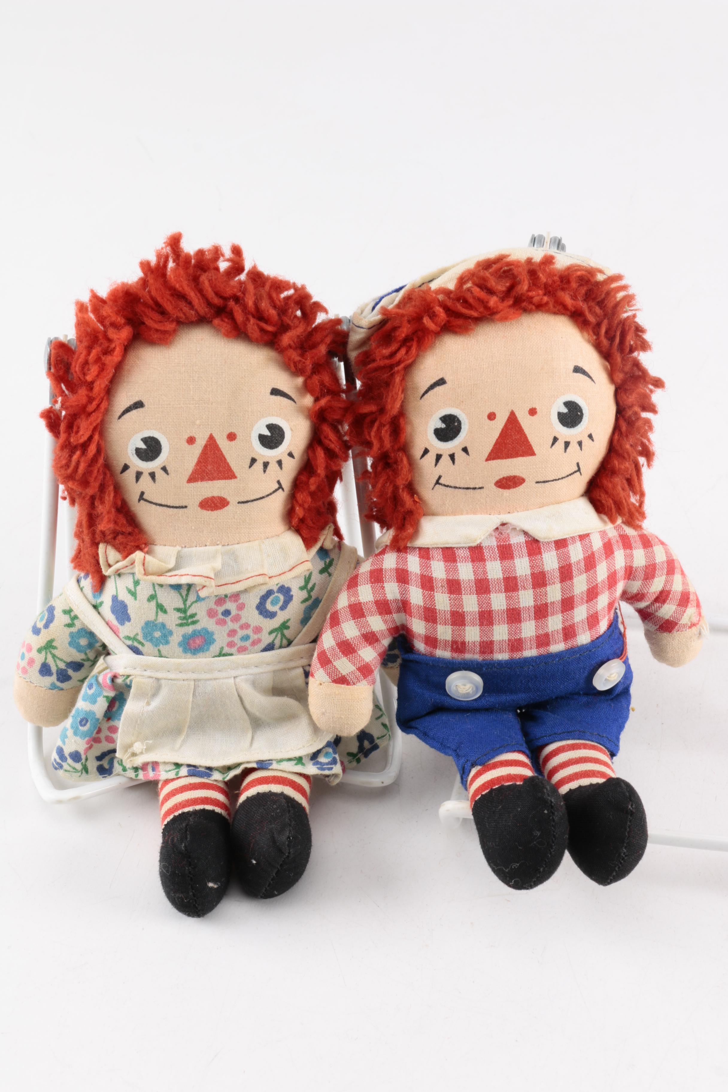 vintage knickerbocker raggedy ann and andy dolls