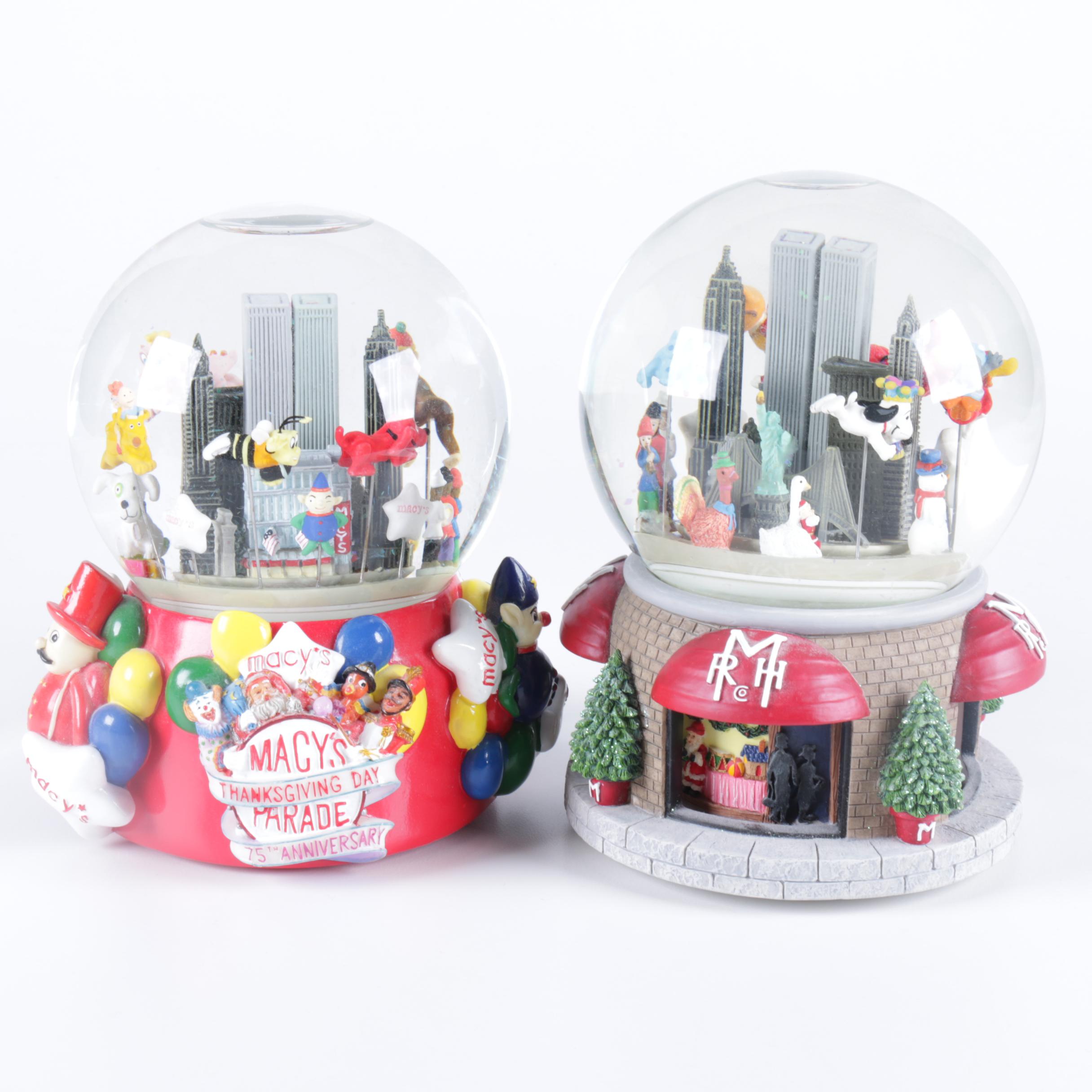 Pair of Macy's Thanksgiving Day Parade Snow Globes EBTH