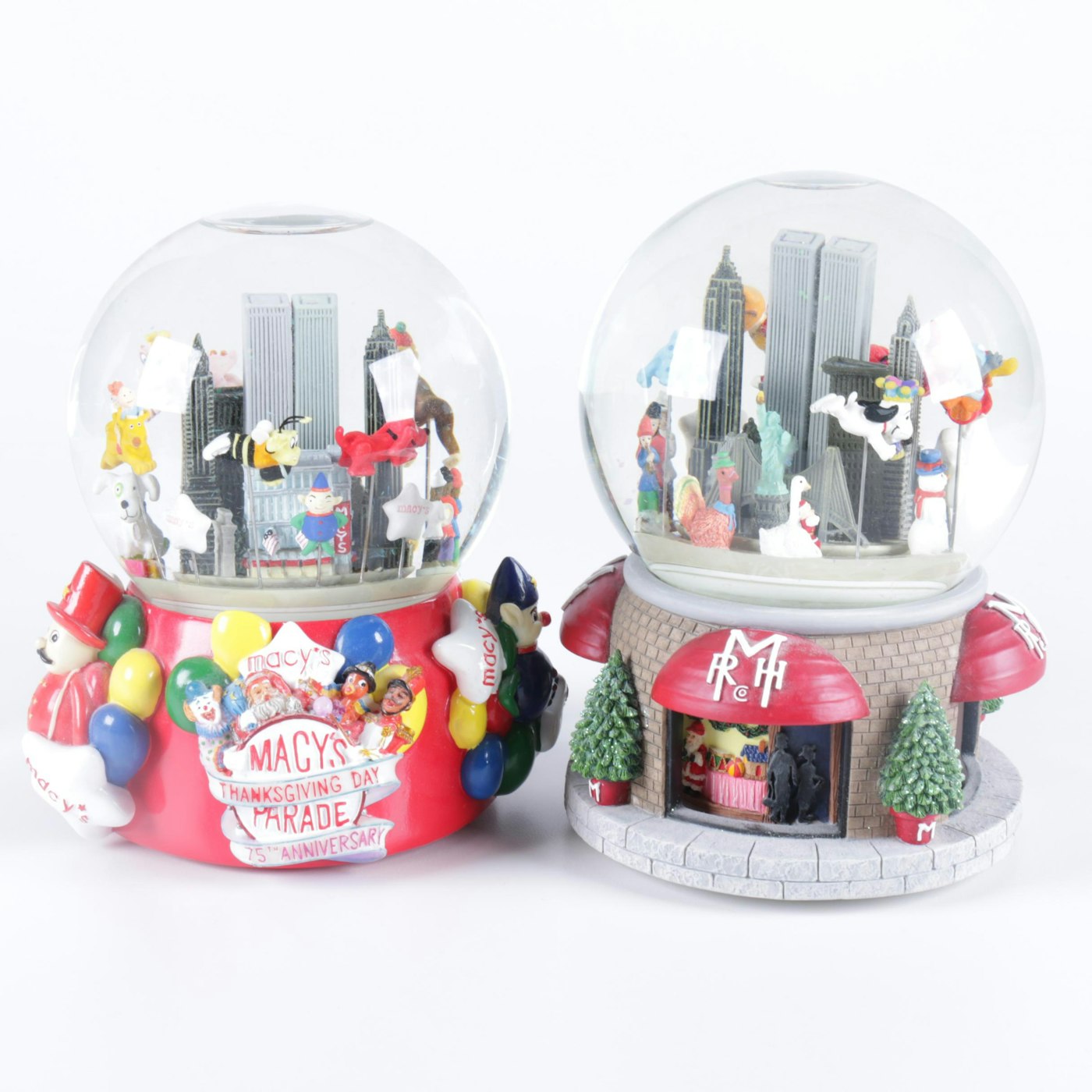 Pair of Macy&#39;s Thanksgiving Day Parade Snow Globes | EBTH