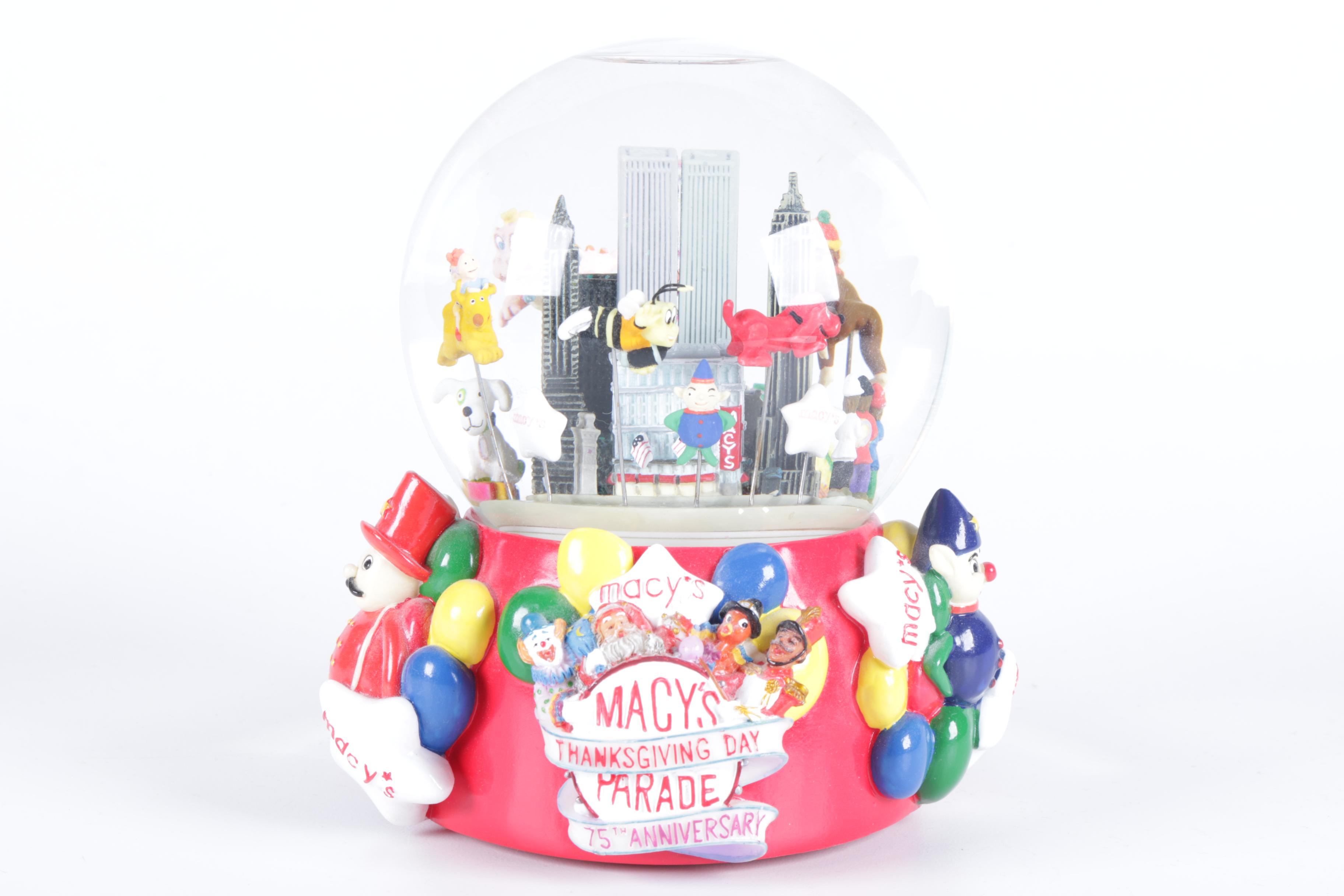 Pair of Macy's Thanksgiving Day Parade Snow Globes EBTH