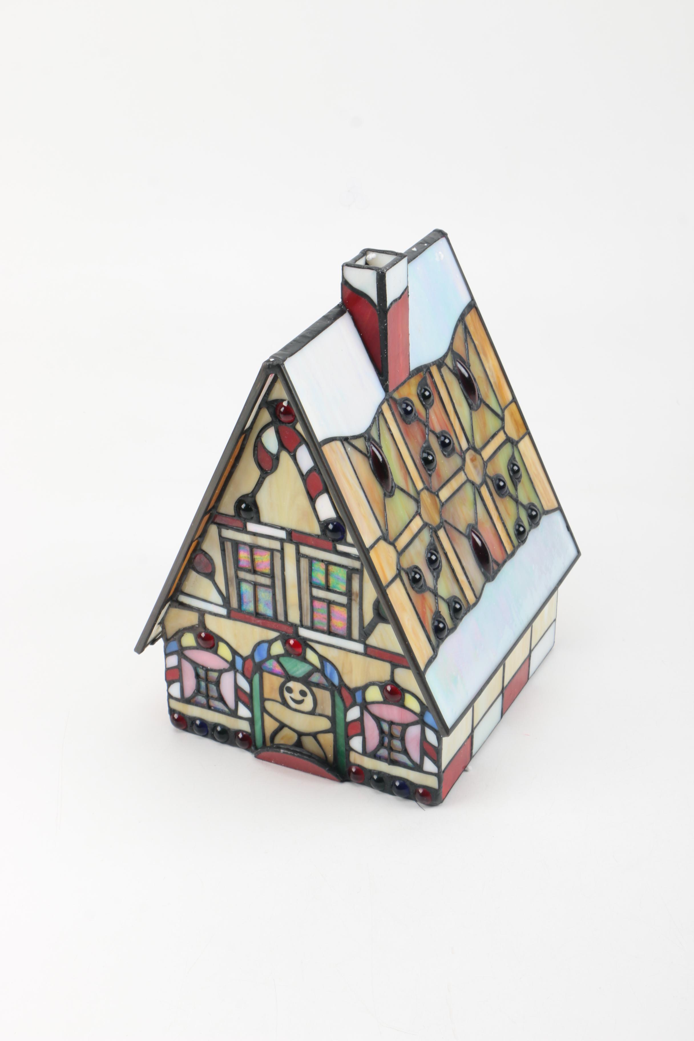 Lighted Stained Glass Gingerbread House EBTH
