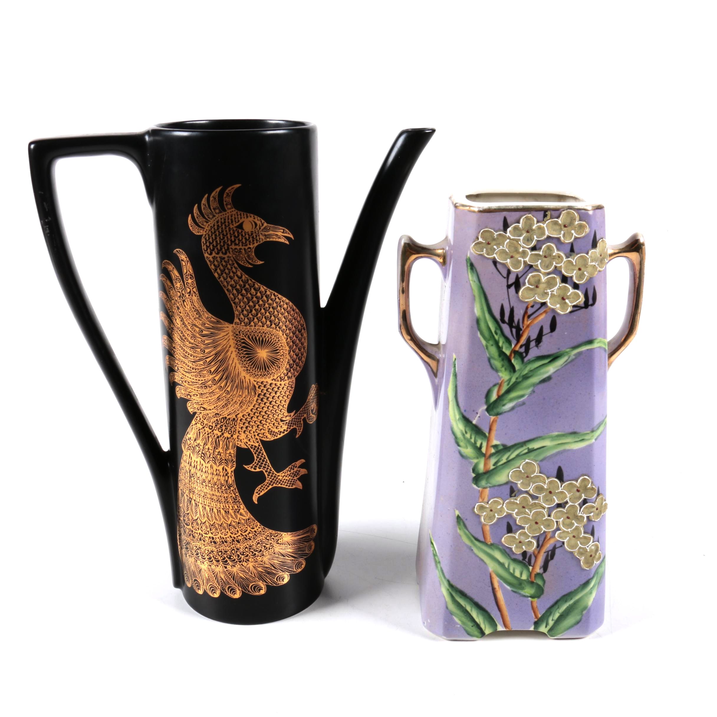 Portmeirion "Phoenix" Coffee Pot and Royal Nippon Moriage Urn EBTH