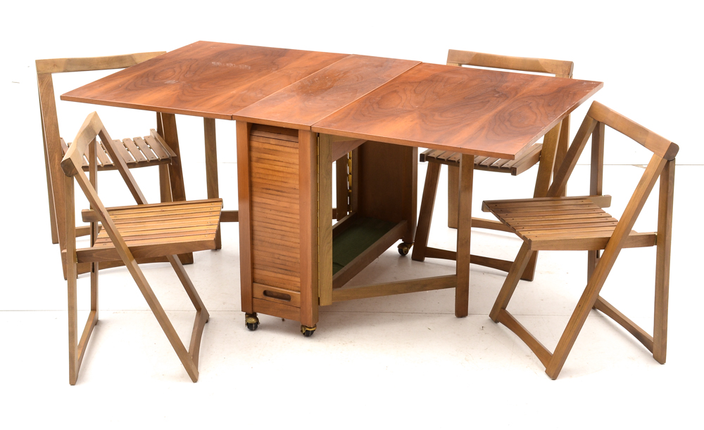 Mid Century Modern Romanian Folding Drop Leaf Table and Chairs EBTH