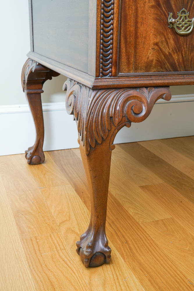 Vintage Mahogany Chippendale Style Desk and Chair by Flint and Horner