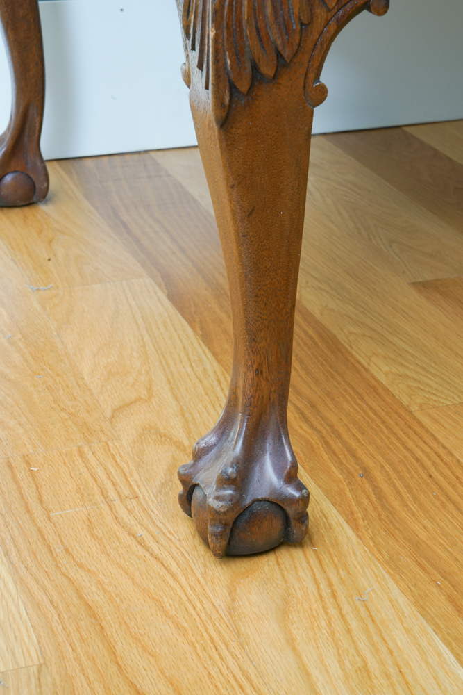 Vintage Mahogany Chippendale Style Desk and Chair by Flint and Horner