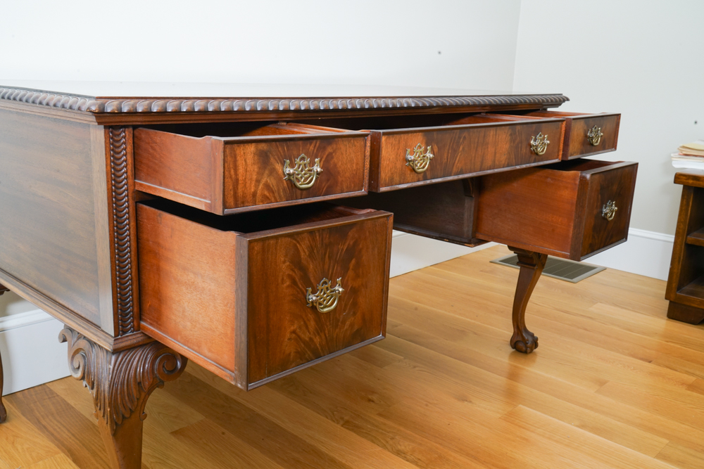 Vintage Mahogany Chippendale Style Desk and Chair by Flint and Horner Company EBTH
