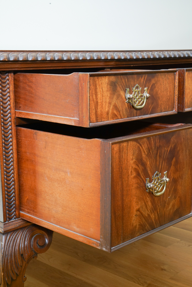Vintage Mahogany Chippendale Style Desk and Chair by Flint and Horner