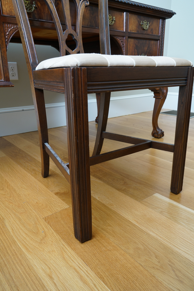 Vintage Mahogany Chippendale Style Desk and Chair by Flint and Horner