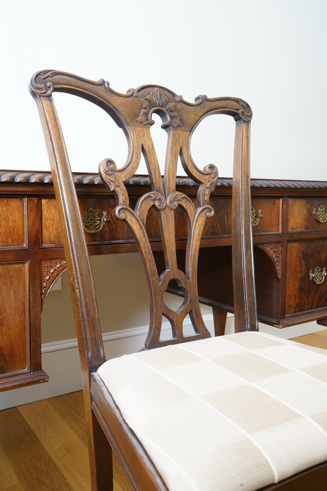 Vintage Mahogany Chippendale Style Desk and Chair by Flint and Horner