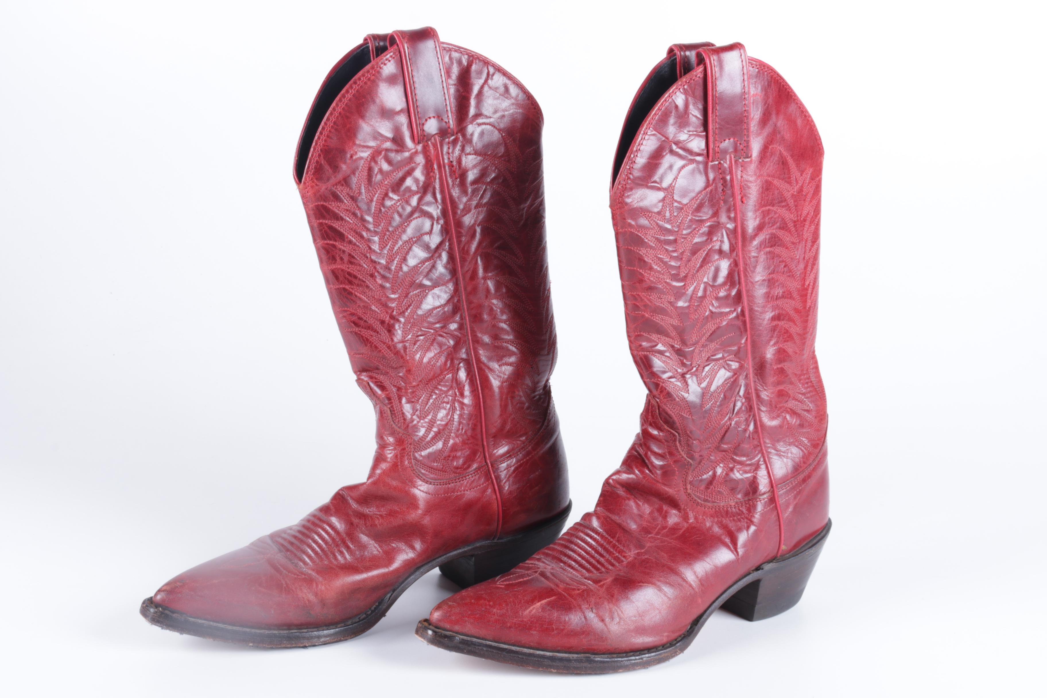 Women's Justin Red Leather Cowboy Boots EBTH