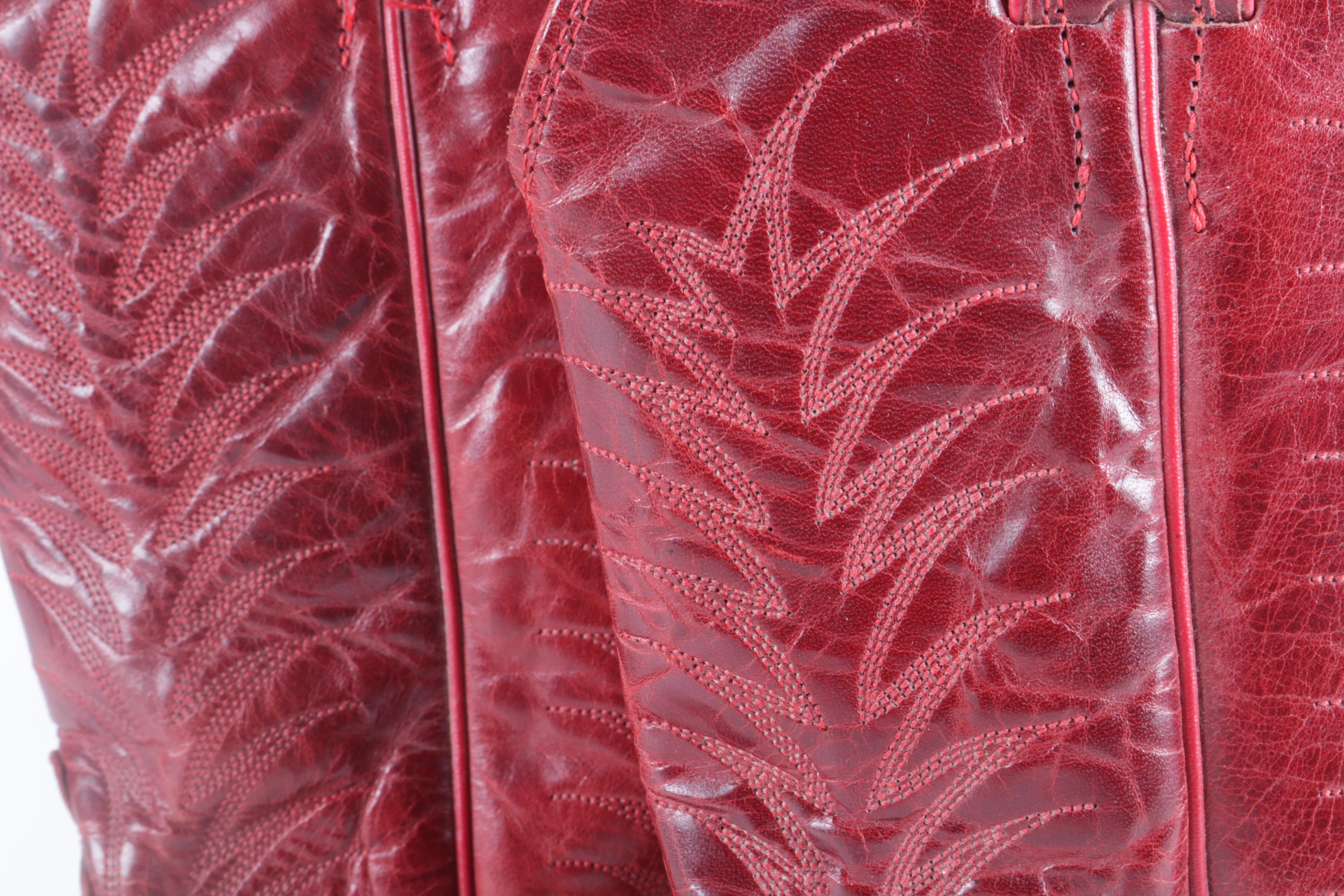 Women's Justin Red Leather Cowboy Boots EBTH