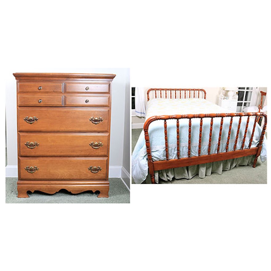 Chippendale Style Chest Of Drawers And Jenny Lind Style Full Size