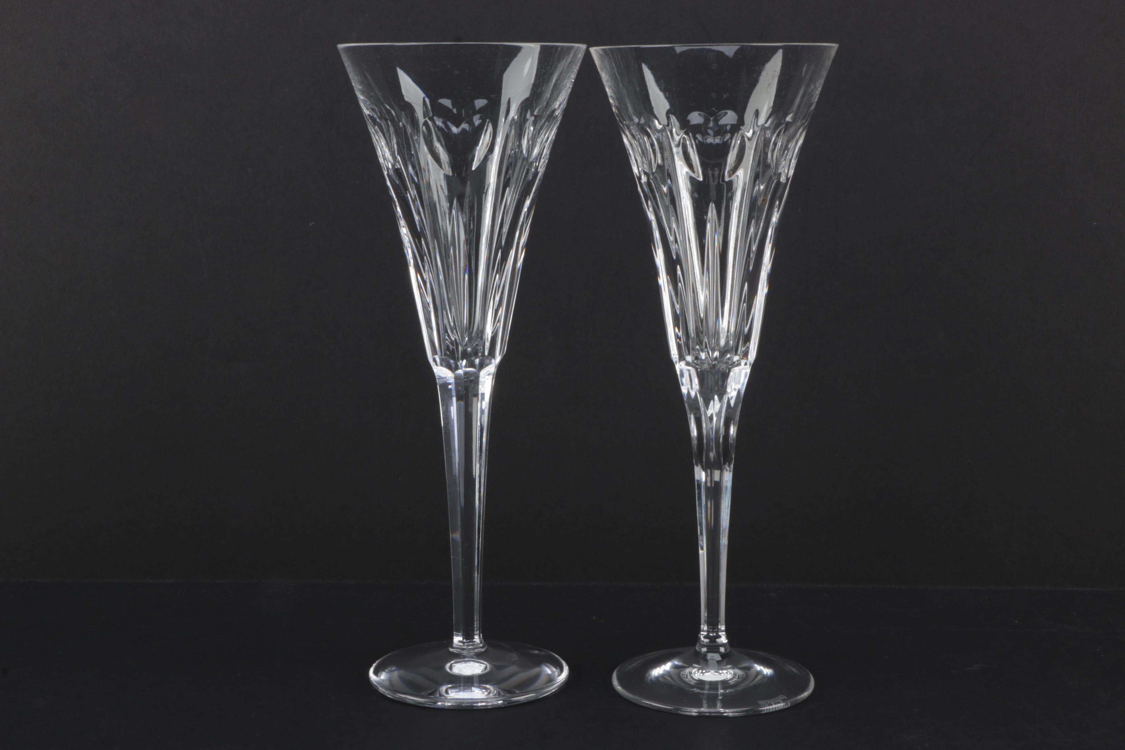 Waterford Crystal the Millennium Collection a Toast to the Year 2000 Toasting Flutes Pair. Fifth Toast Peace