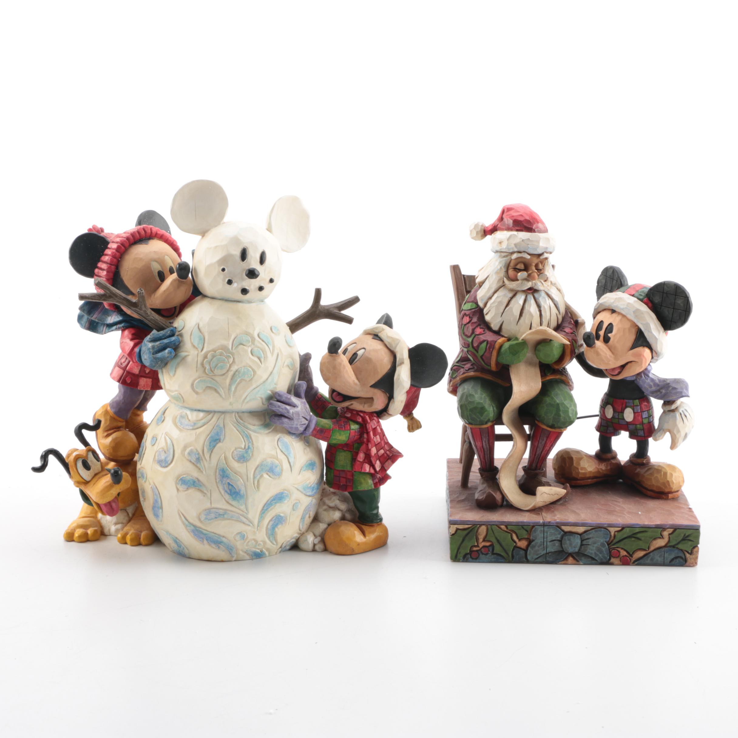 Pair of Jim Shore for Enesco Walt Disney Showcase Collection Christmas