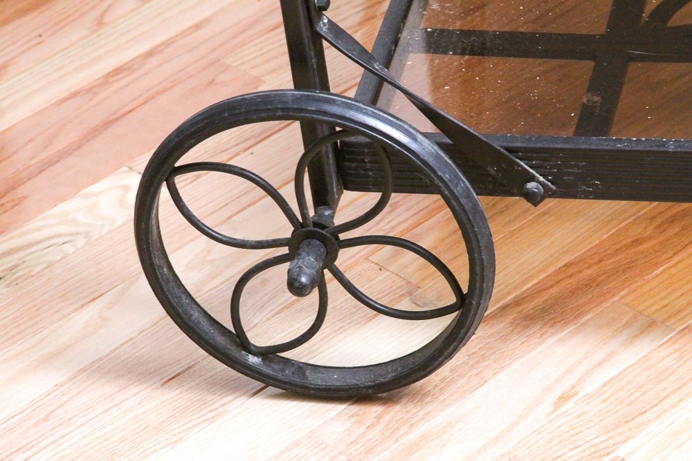 Hampton Bay Bar Cart with Smoked Glass Shelves EBTH