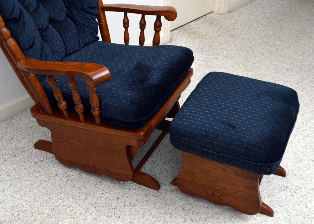 Oak Glider Rocker and Ottoman by Best Chairs, Inc. EBTH
