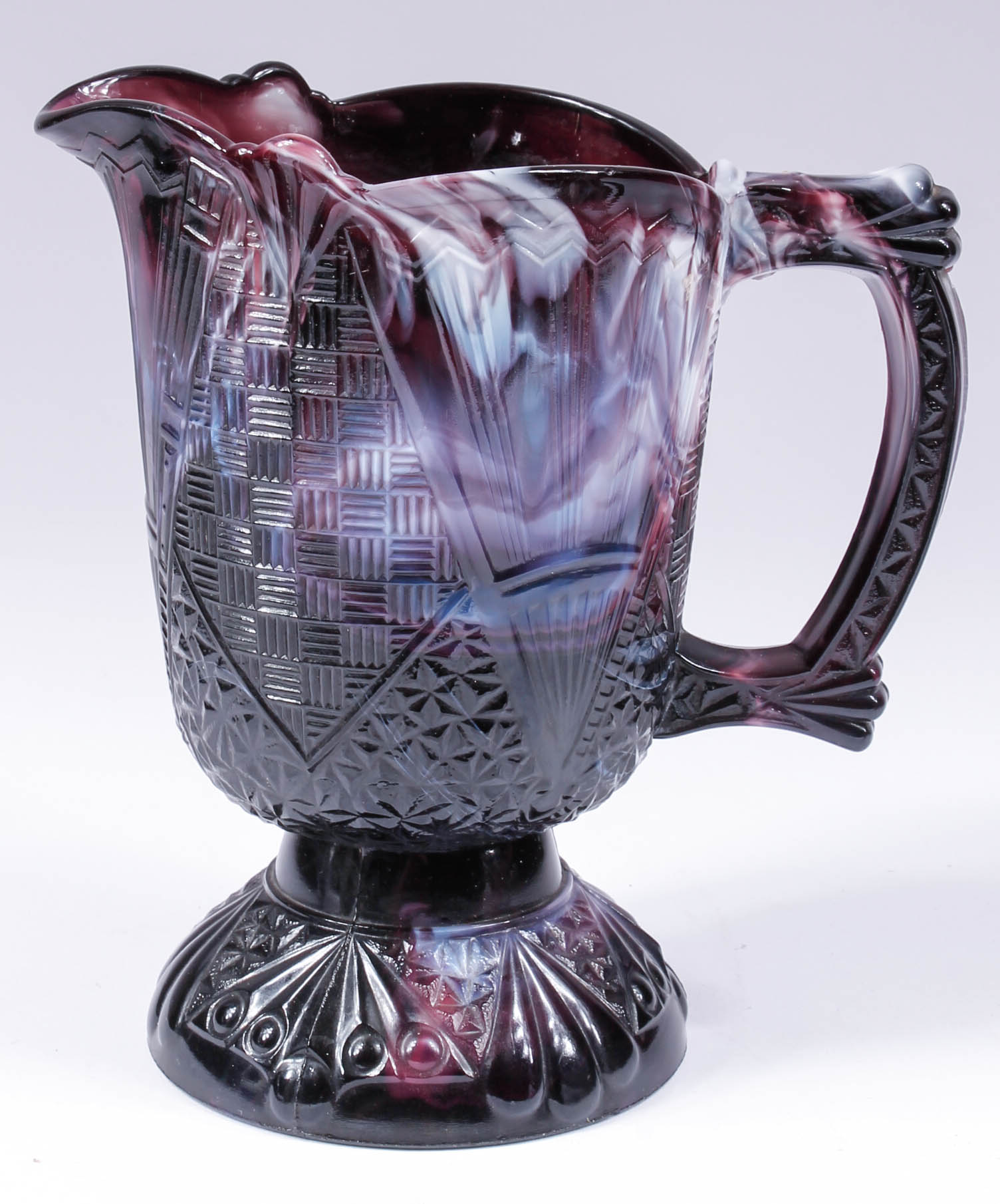 Antique Molded Purple Slag Glass Pitcher and Cruet EBTH