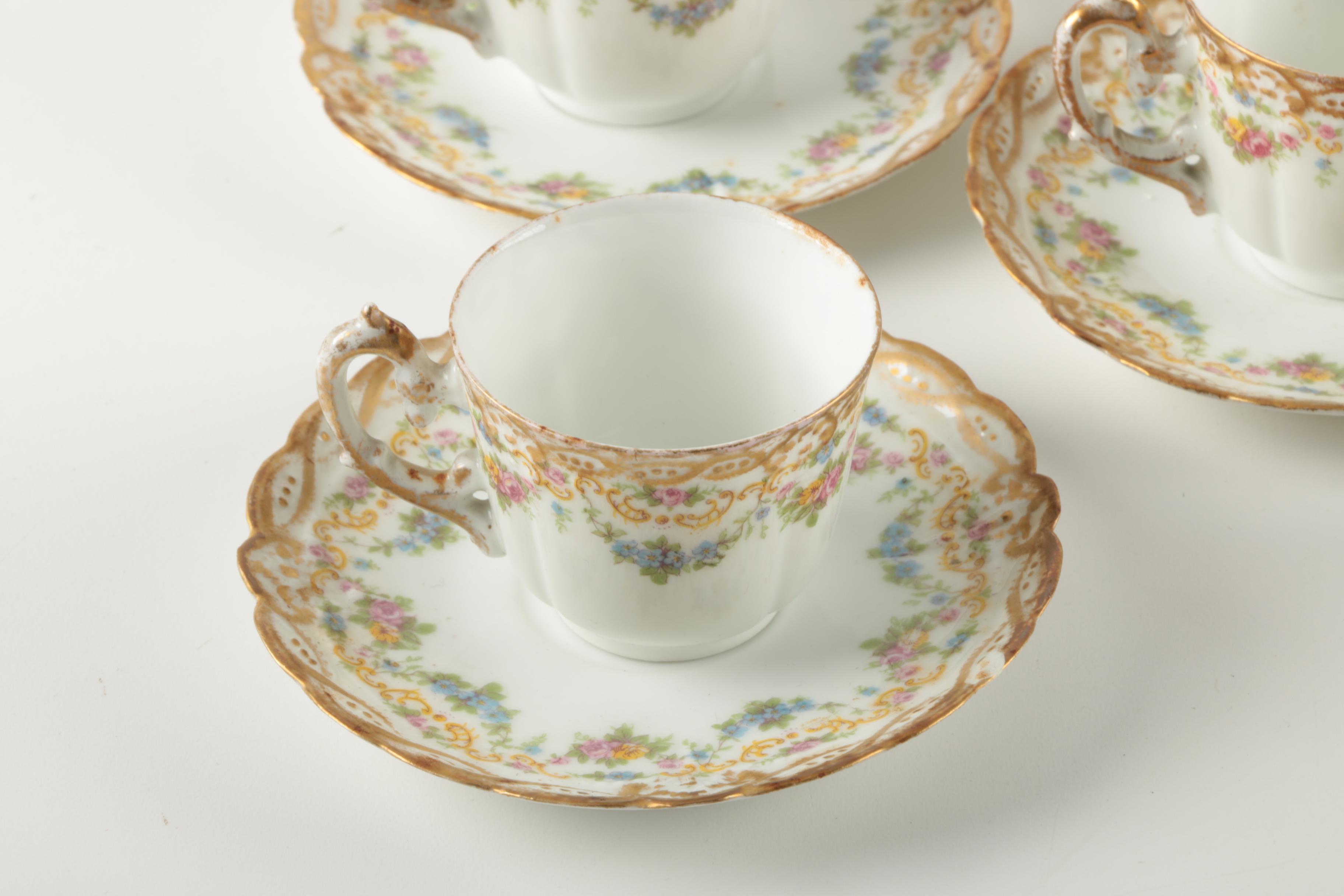 Lazarus Strauss & Sons Limoges Porcelain Teacup and Saucer Set EBTH
