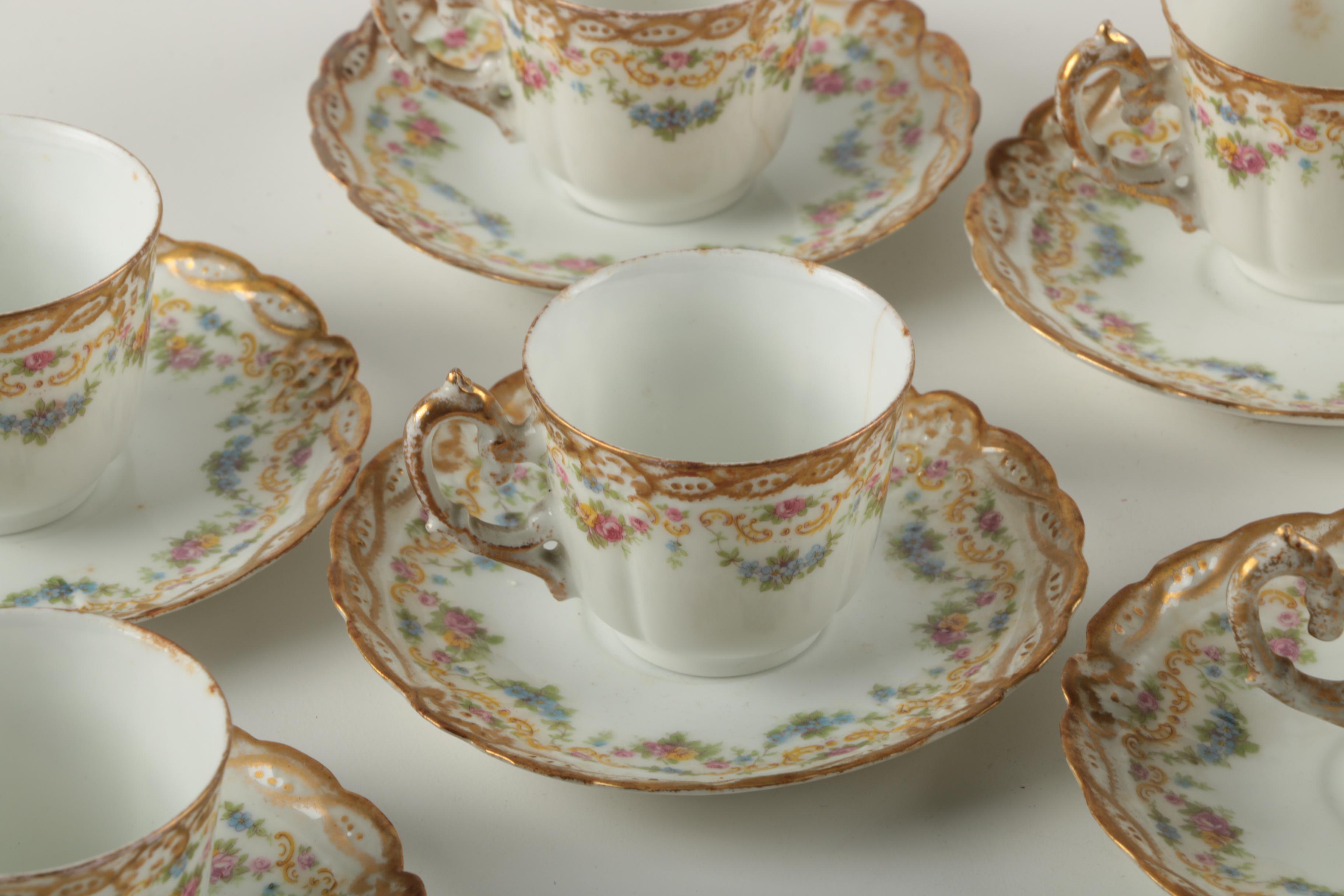 Lazarus Strauss & Sons Limoges Porcelain Teacup and Saucer Set EBTH