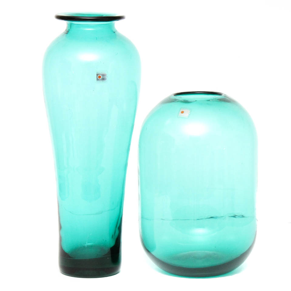 Blenko HandBlown Art Glass Vase Pair EBTH