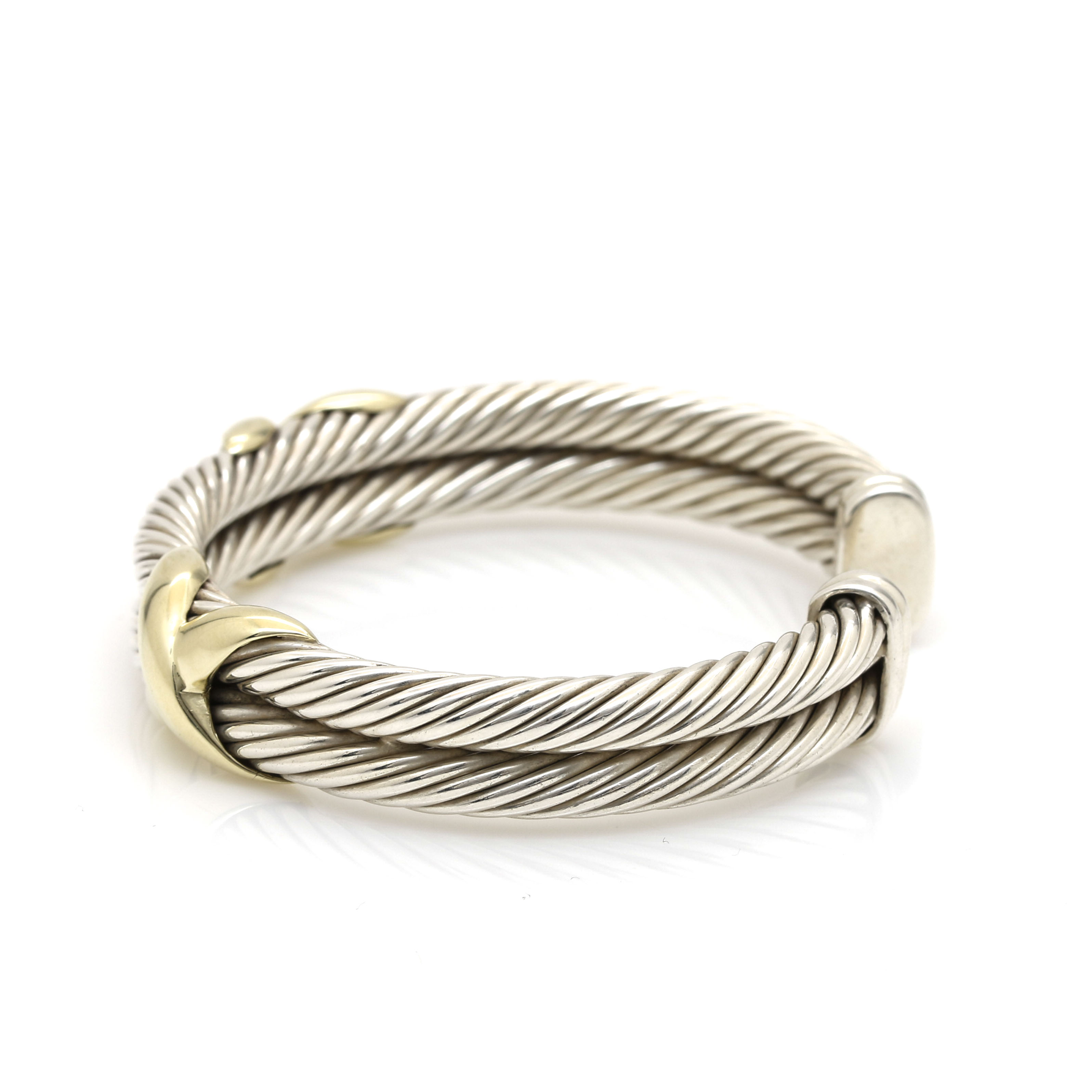 David Yurman Sterling Silver and 14K Yellow Gold "Double X" Cable