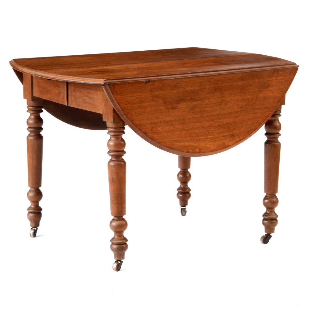 Antique Walnut Drop Leaf Oak Dining Table EBTH