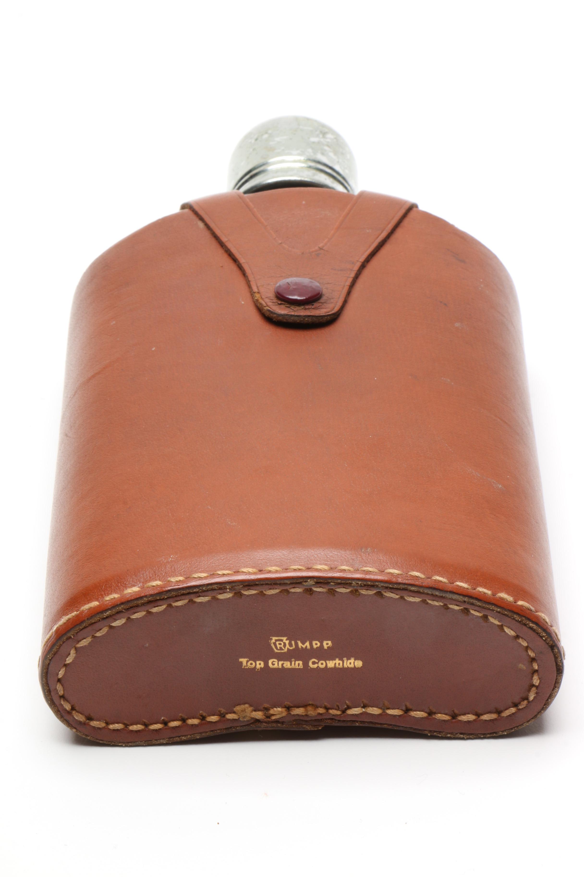 Vintage Glass Flask with Leather Case EBTH