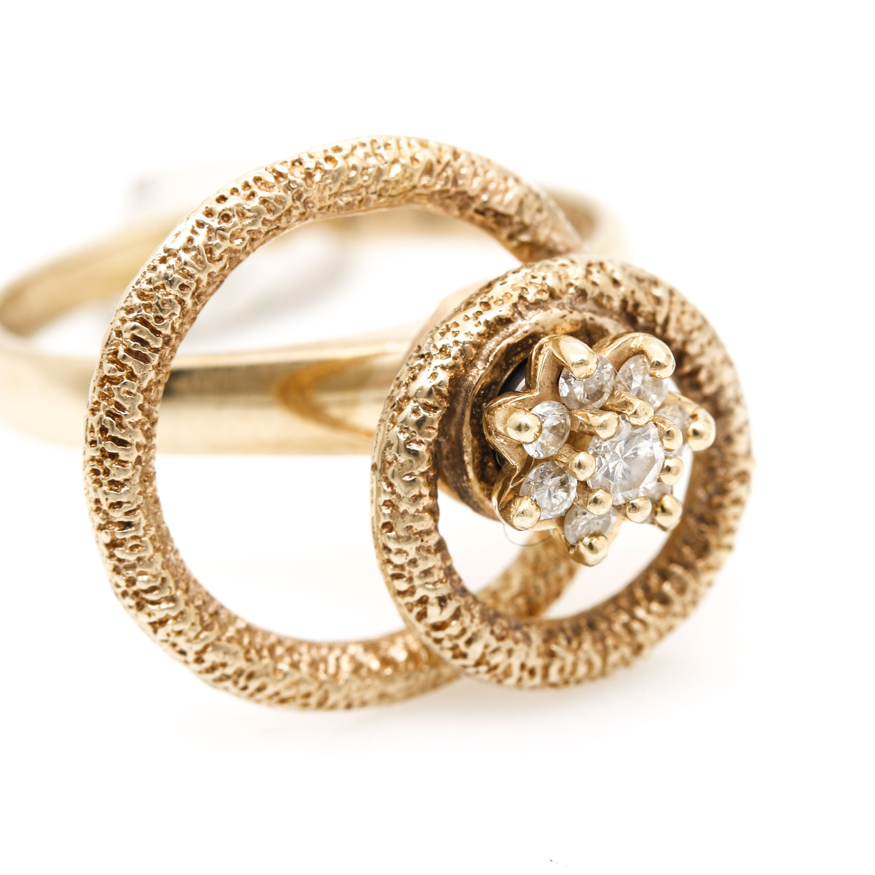 10K Yellow Gold Diamond Spinner Ring EBTH