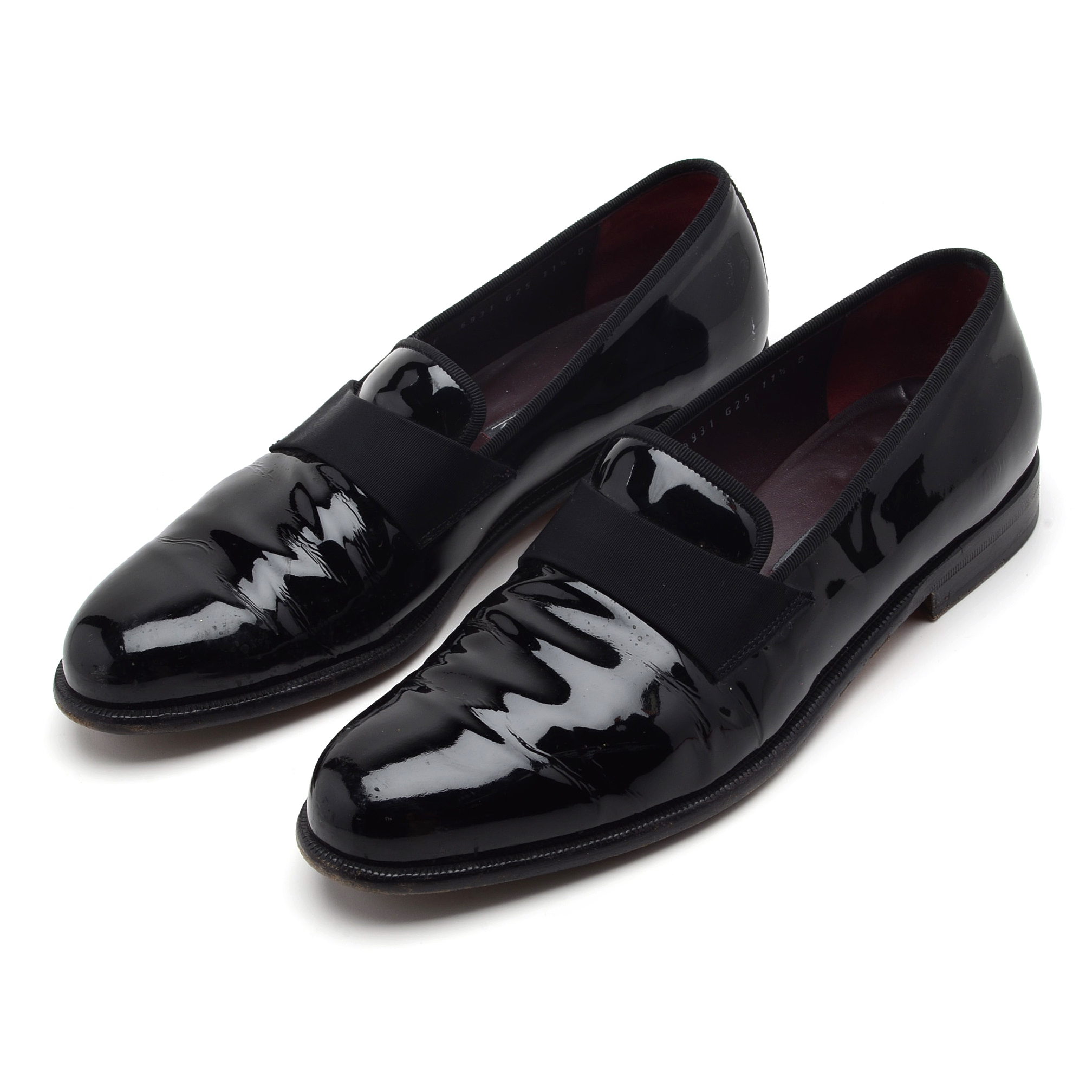 Men's Salvatore Ferragamo Black Patent Leather Tuxedo Loafers, Made in