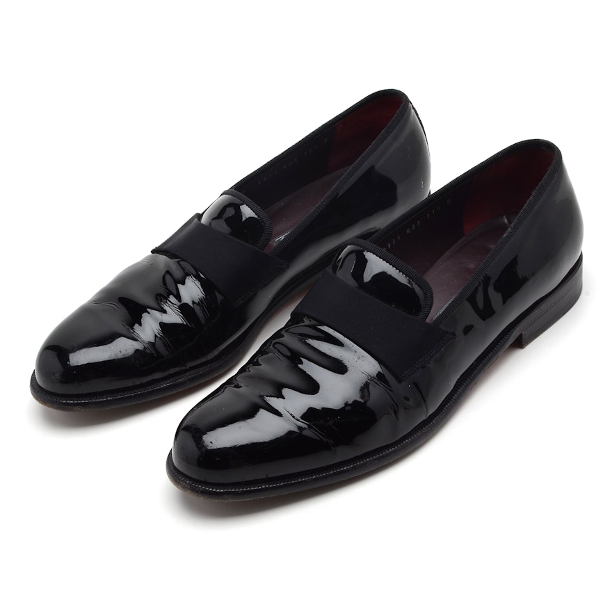 Men's Salvatore Ferragamo Black Patent Leather Tuxedo Loafers, Made in Italy