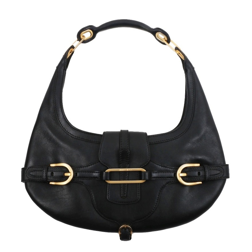 Jimmy Choo Black Leather Mini "Tulita" Hobo Handbag