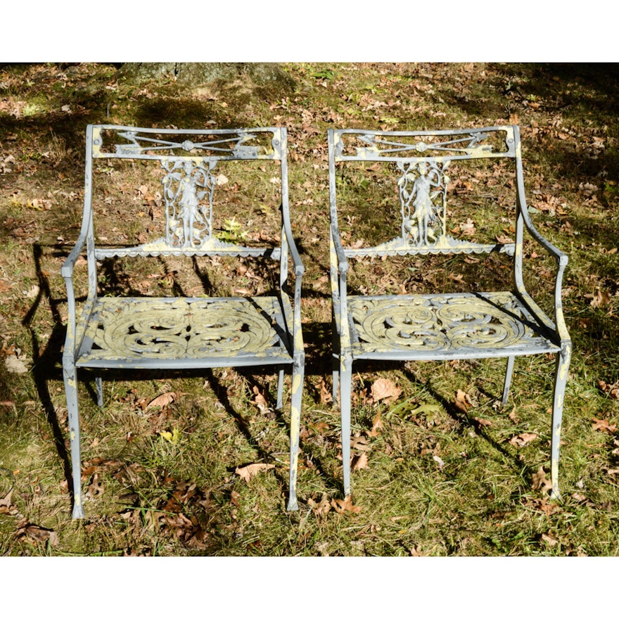 Vintage Cast Aluminum Patio Chairs Ebth Vintage Cast Aluminum Patio Chairs