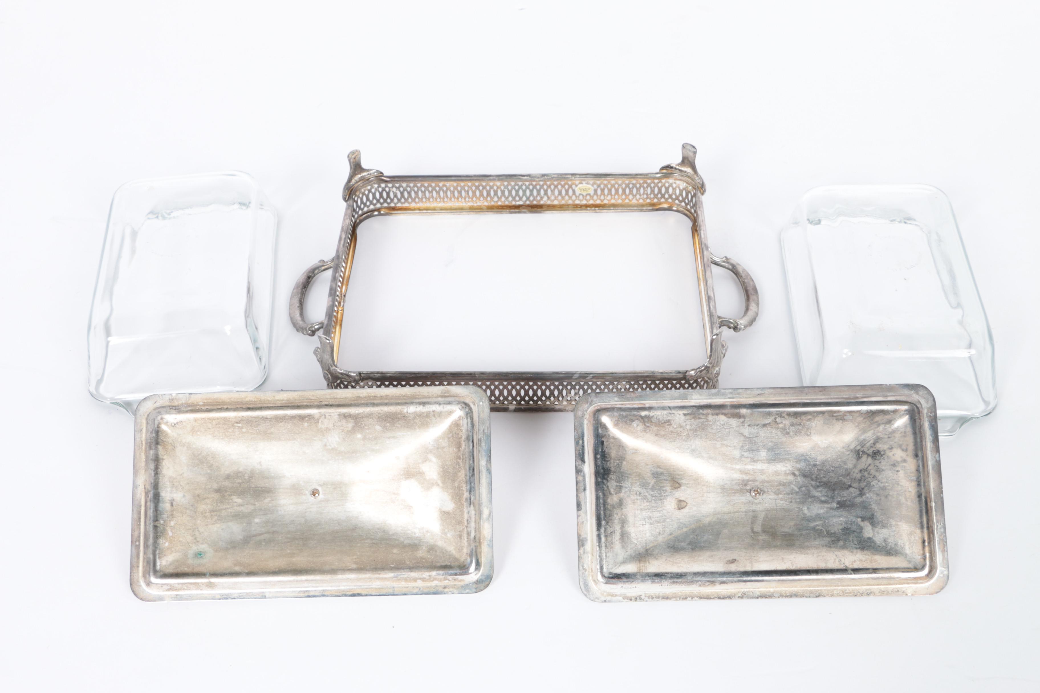 Assorted Silver Plate Trays with Additional Serveware EBTH