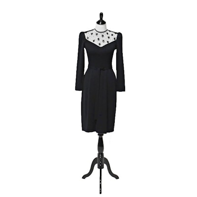 Vintage St. John Black Knit Dress with Sequin Detailing at the Neckline Vintage St. John Black Knit Dress with Sequin Detailing at the Neckline