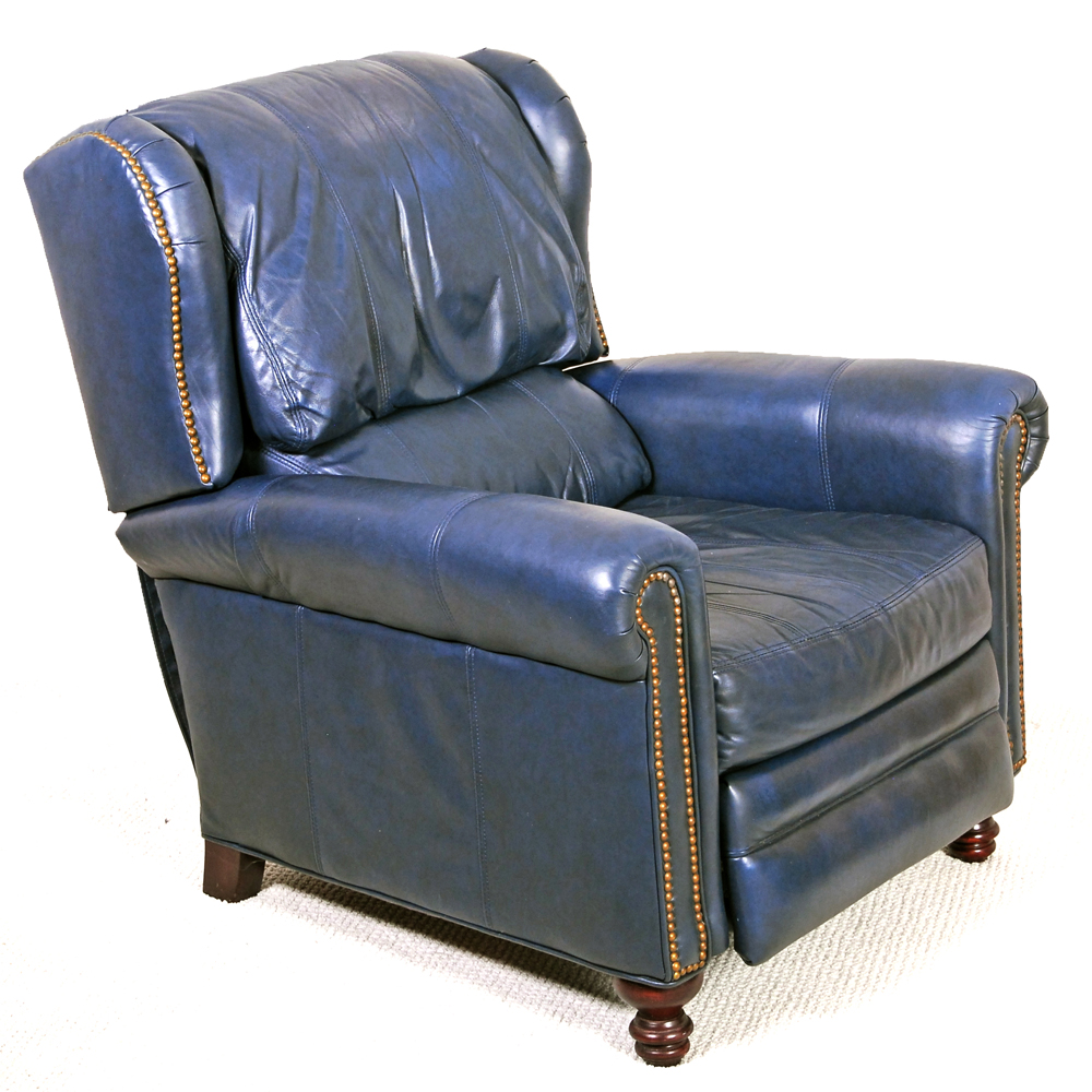 Blue Leather Recliner By Bradington Young EBTH