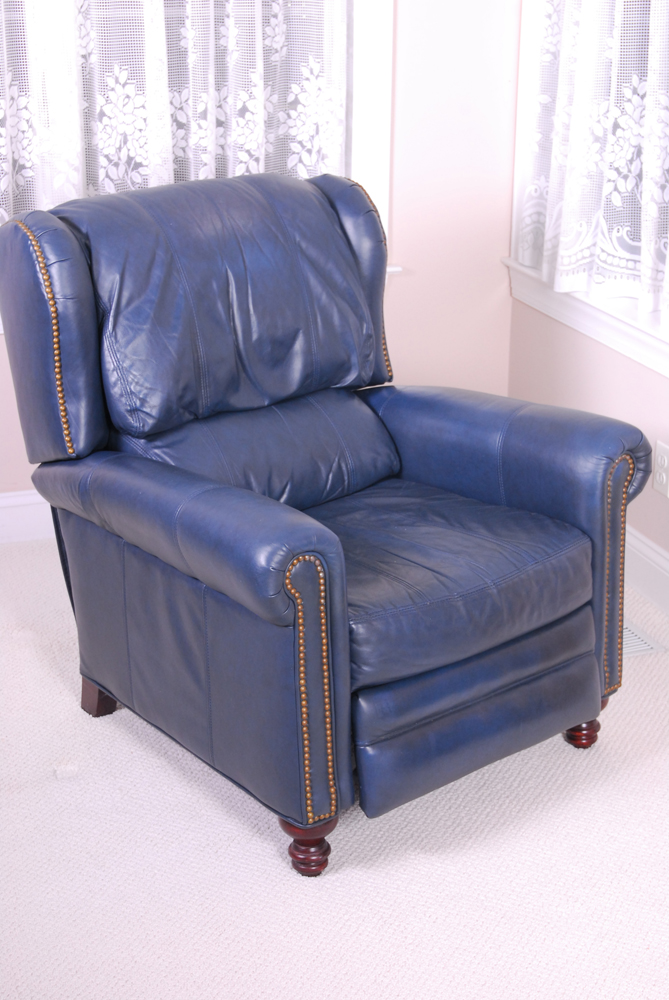 Blue Leather Recliner By Bradington Young EBTH