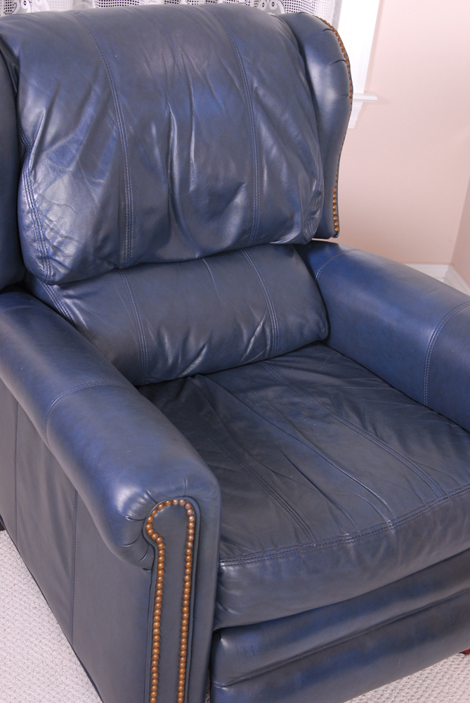 Blue Leather Recliner By Bradington Young EBTH