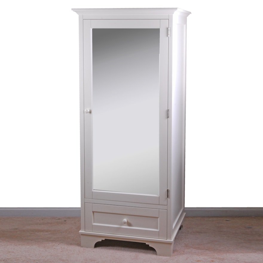 White Narrow Wardrobe Cabinet With Mirror Ebth