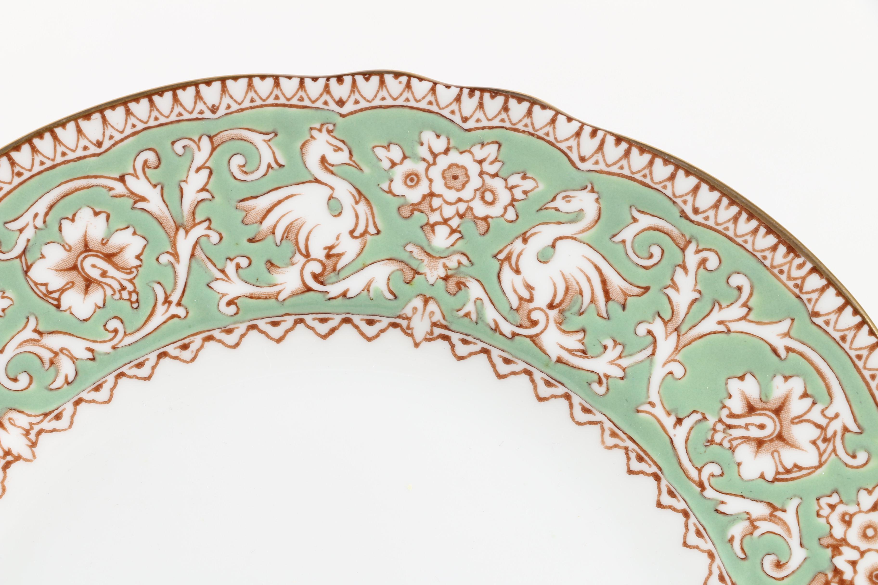 Crown Staffordshire "Ellesmere" Green Bone China Tableware EBTH