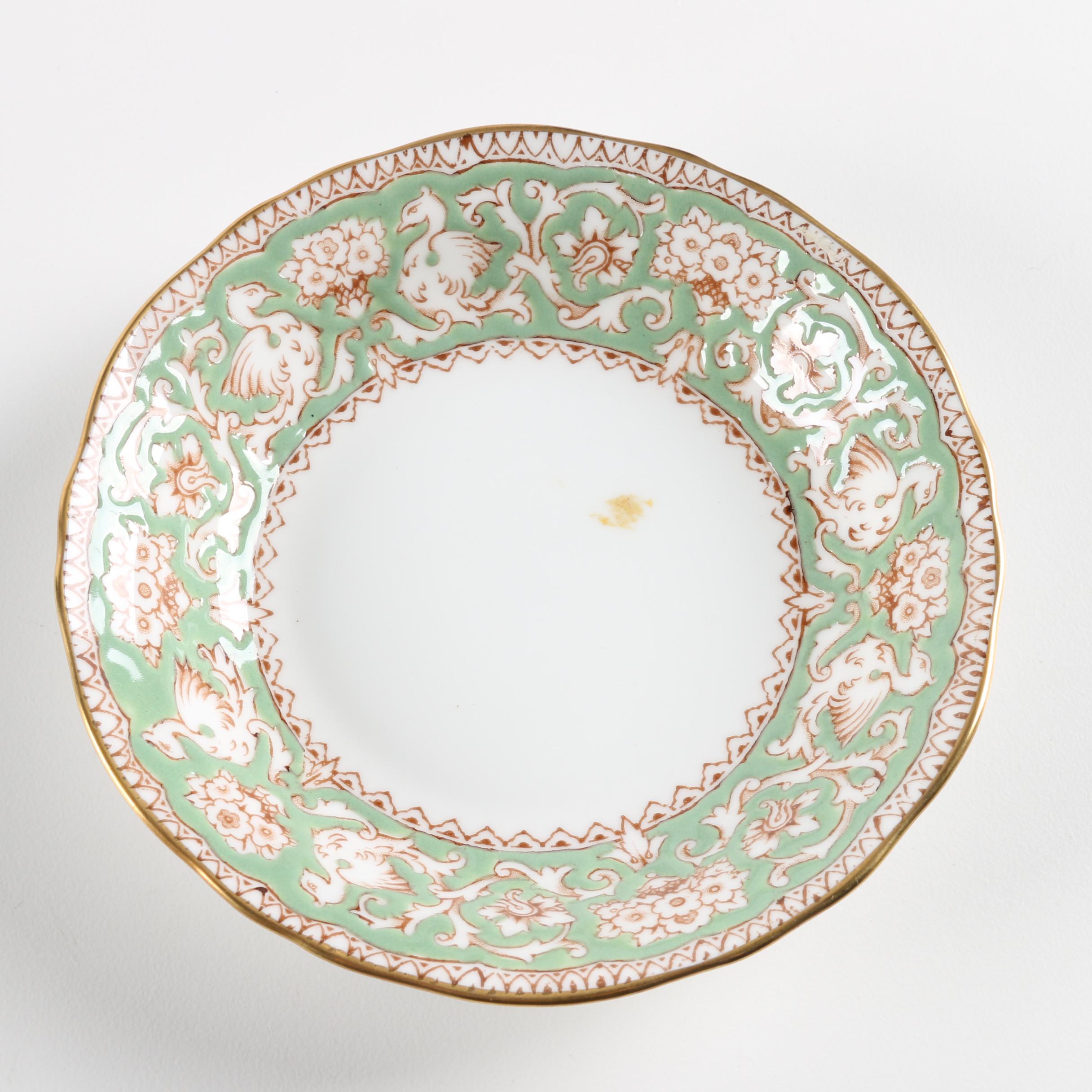 Crown Staffordshire "Ellesmere" Green Bone China Tableware EBTH