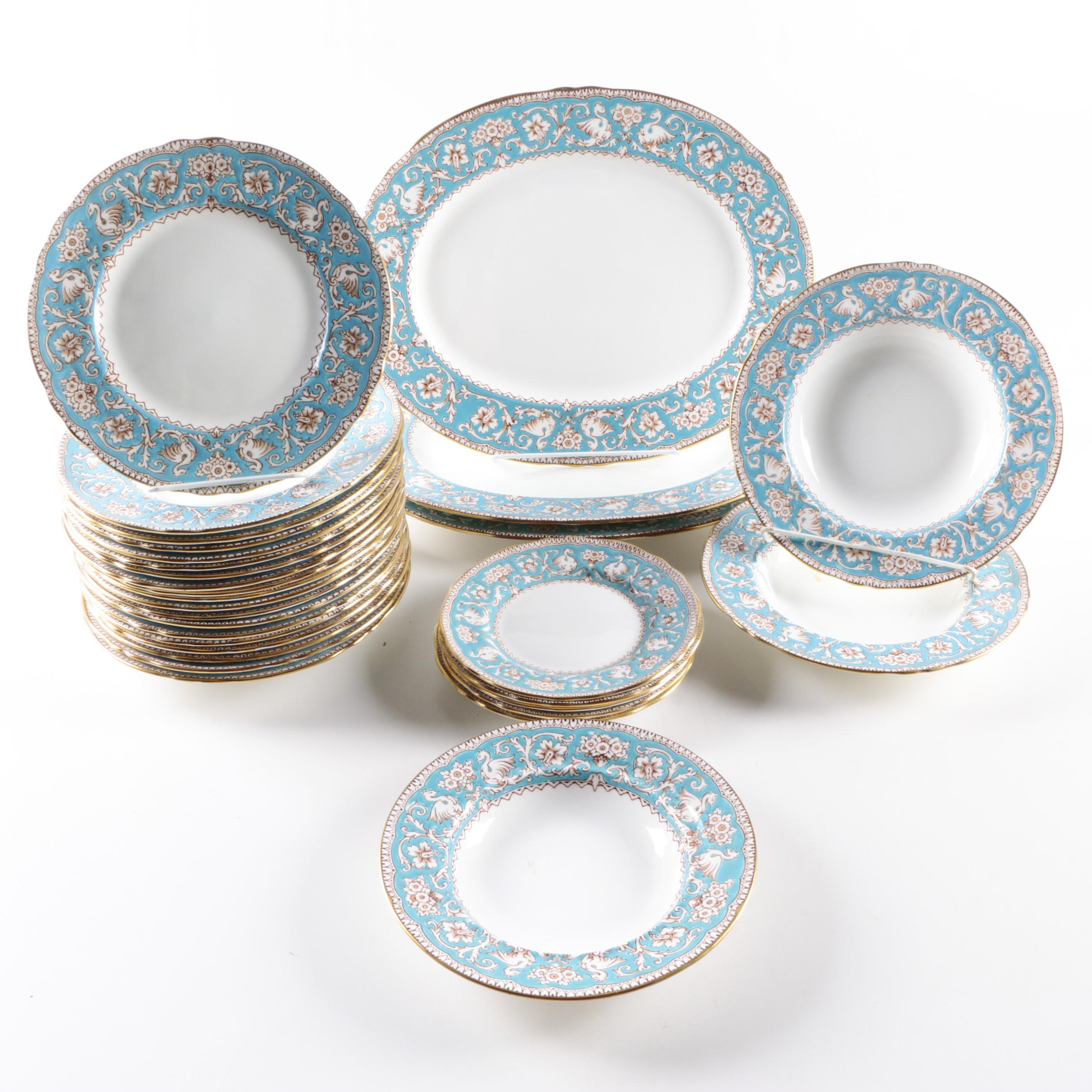 1970s Crown Staffordshire "Ellesmere" Turquoise Bone China Tableware EBTH