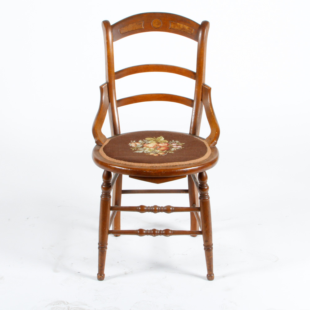Antique Chair with Needlepoint Seat EBTH