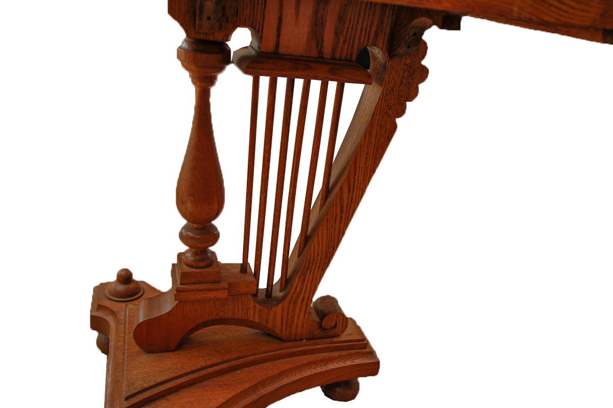 Vintage Oak Harp Base End Table EBTH